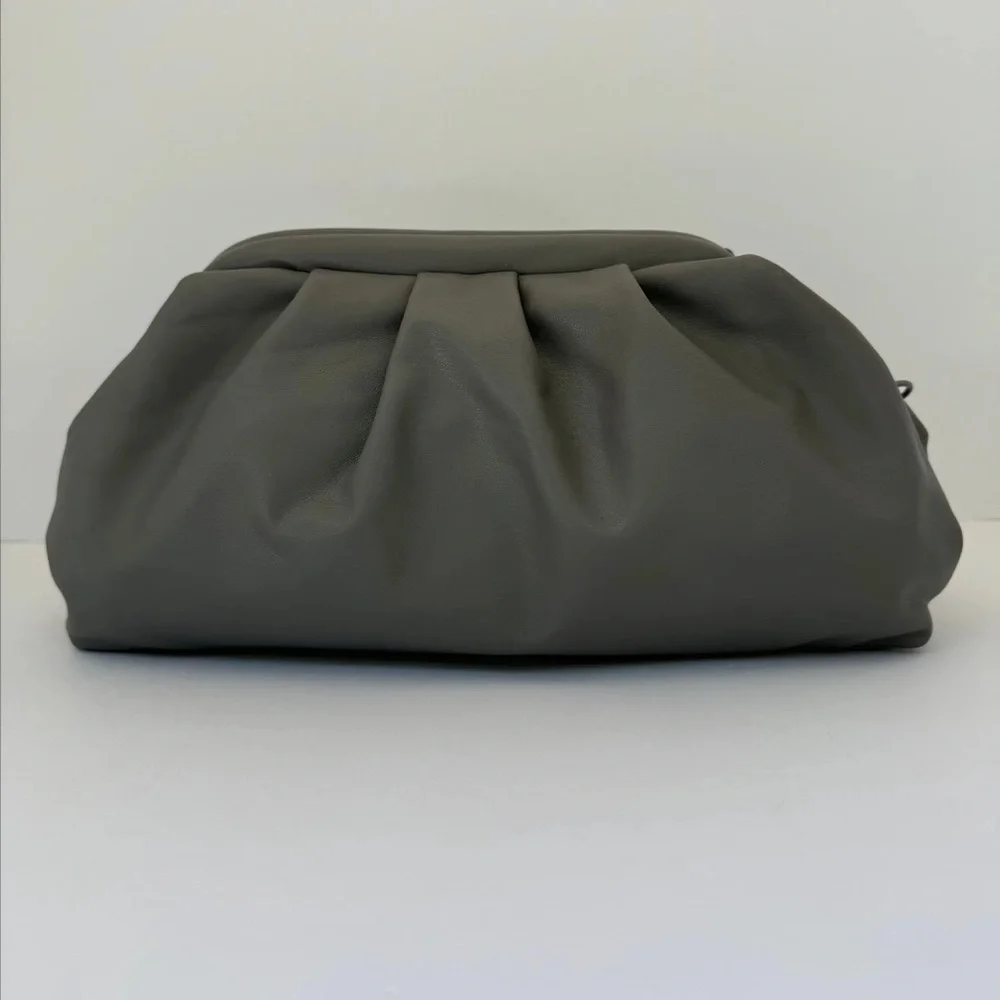 BADGLEY MISCHKA Dark grey vegan leather chain clutch NWT in original packaging